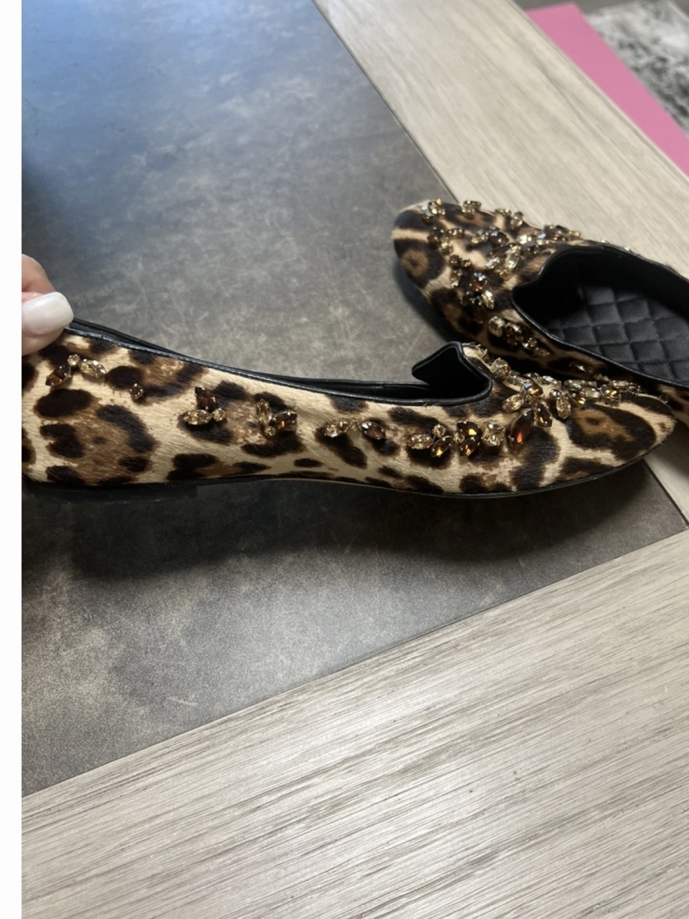 Dolce & Gabbana Leopard Print Jeweled Flats - Brown, Black, Gold - Picture 4 of 9